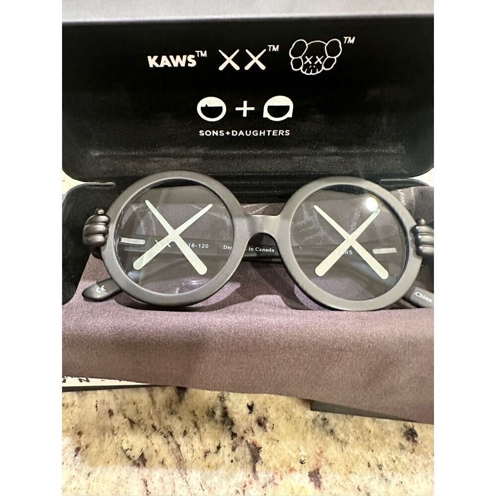 KAWS Sons + Daughters Black Frame Sunglasses